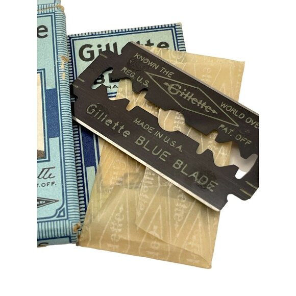 VINTAGE KING GILLETTE BLUE BLADE 8 Individual Blades USA 1 Sealed- 1 Open Box - Picture 6 of 14